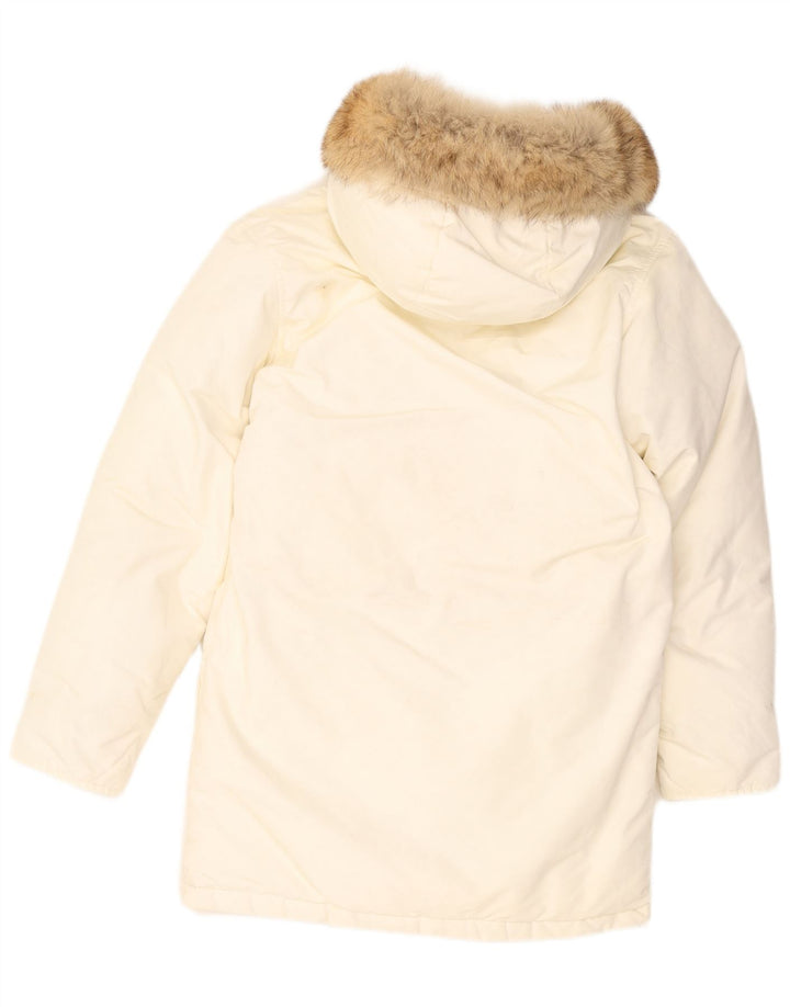 Jachetă căptușită cu glugă pentru bărbați Woolrich UK 36 Nylon alb mic
