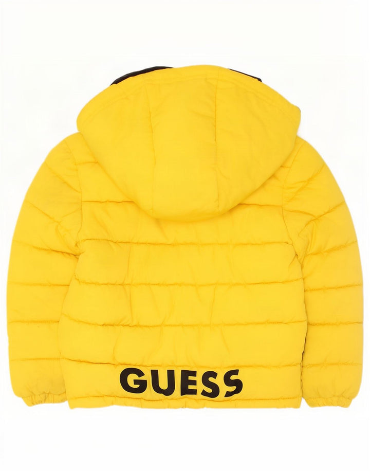 Jachetă căptușită cu glugă grafică Guess Boys 3-4 ani poliester galben