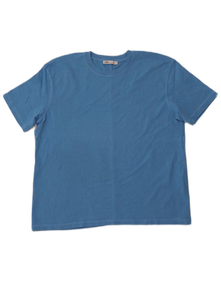 Top tricou ZARA pentru femei UK 14 Medium Blue Bumbac