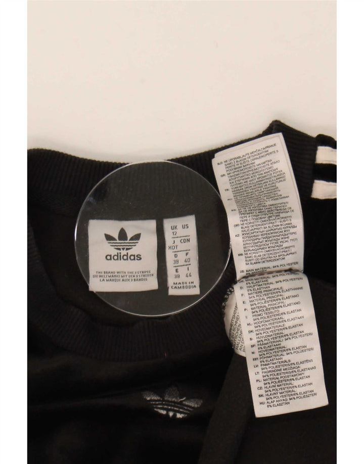 Adidas pentru femei Velour Top cu mânecă lungă UK 12 Medium Negru Poliester