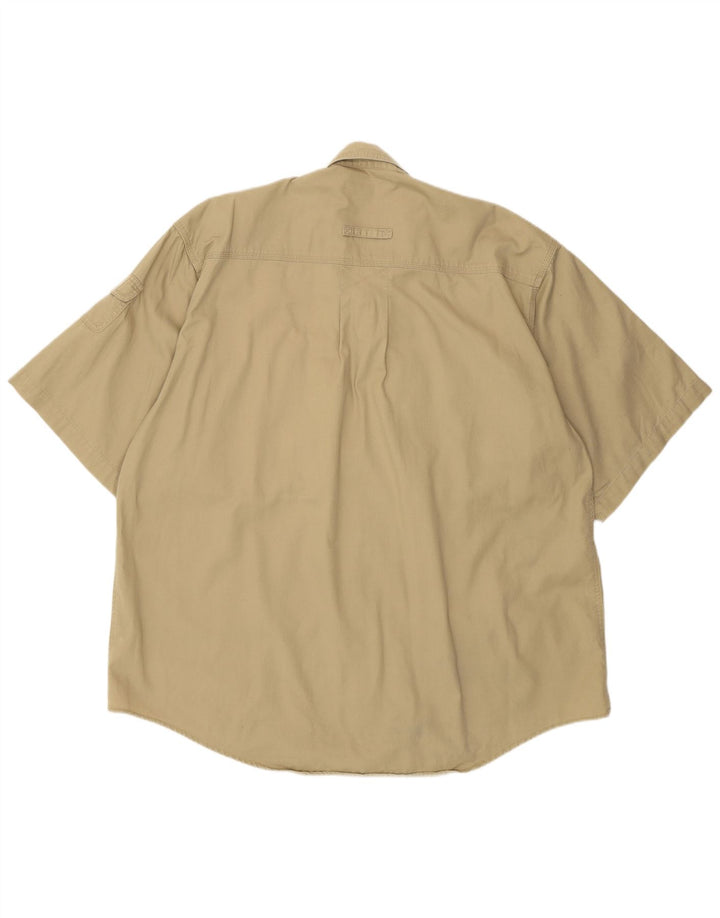 Cămașă Vintage pentru bărbați cu mânecă scurtă XL bumbac bej