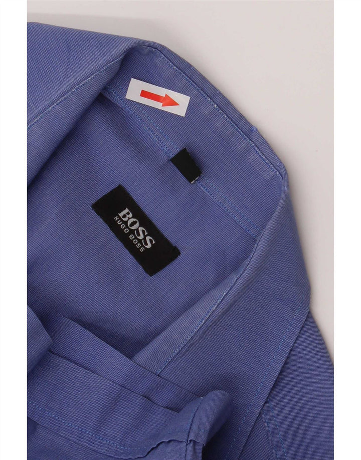 Cămașă Hugo Boss pentru bărbați, cu mânecă scurtă, de culoare normală, din bumbac albastru mediu