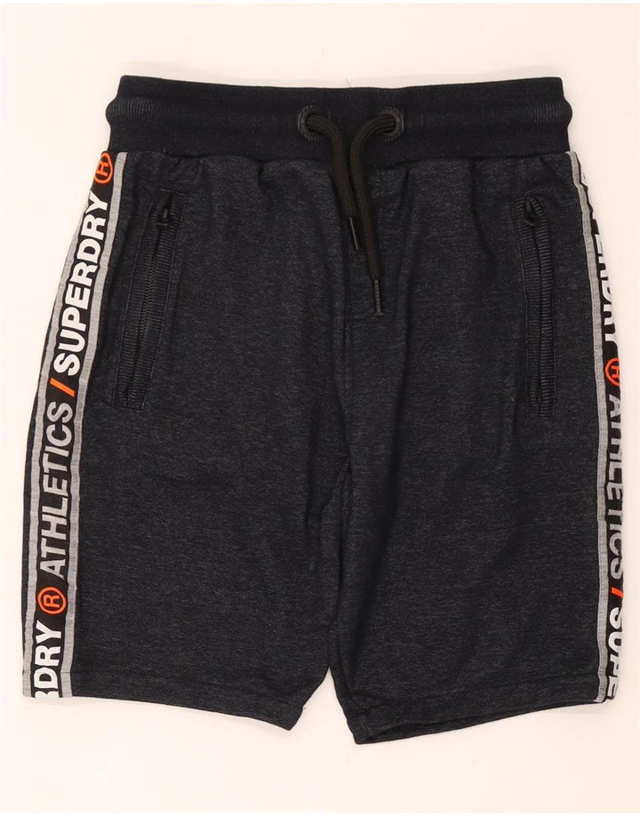 SUPERDRY Pantaloni scurti sport grafic pentru bărbați, bumbac cu pete, albastru marine