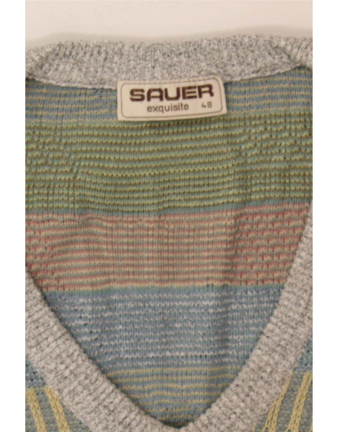 VINTAGE Womens V-Neck Jumper Sweater IT 48 XL Multicoloured Geometric Vintage Vintage and Second-Hand Vintage from Messina Hembry 