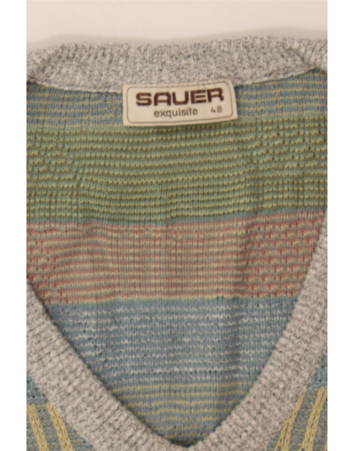 VINTAGE Womens V-Neck Jumper Sweater IT 48 XL Multicoloured Geometric Vintage Vintage and Second-Hand Vintage from Messina Hembry 