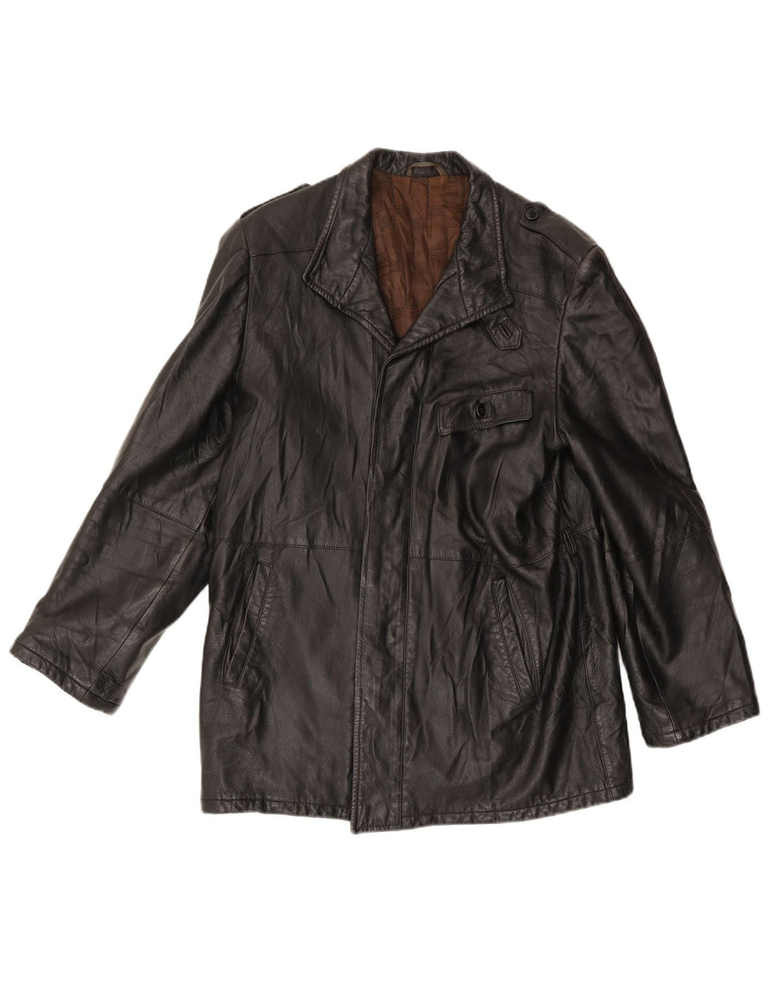 Jachetă de piele pentru bărbați ANFOR IT 48 Medium Black