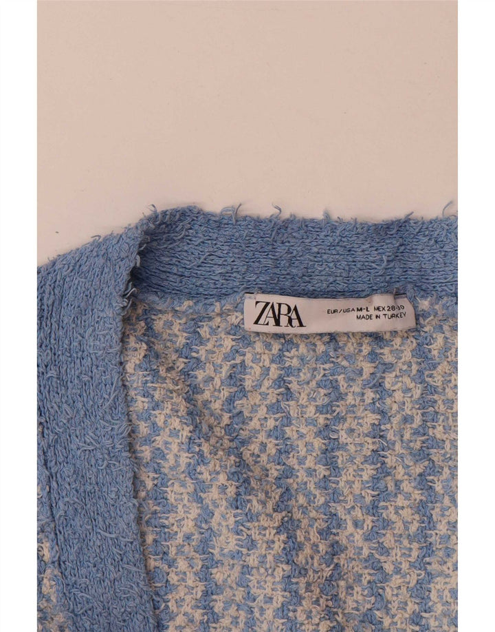 Pulover cardigan supradimensionat pentru femei Zara UK 14 Bumbac geometric albastru mediu
