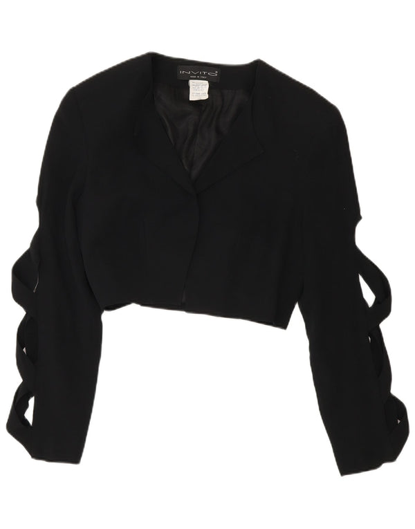 Vintage Womens Bolero Jacket IT 44 Medium Black Acetate