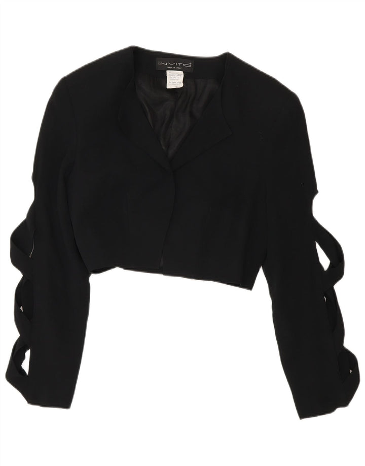 Jachetă Bolero Vintage pentru femei IT 44 Medium Black Acetat