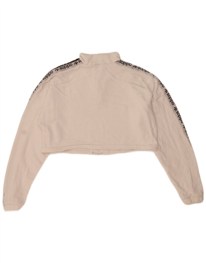 Pulover adidas oversized Graphic Crop pentru femei UK 12 Medium White