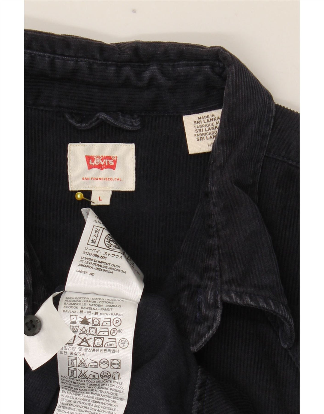 Cămașă Levi's pentru bărbați din catifea mare din bumbac bleumarin