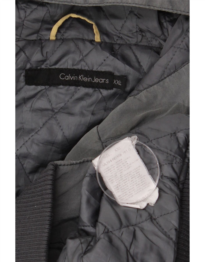 Jachetă bomber cu glugă pentru bărbați Calvin Klein Jeans UK 44 2XL poliester gri