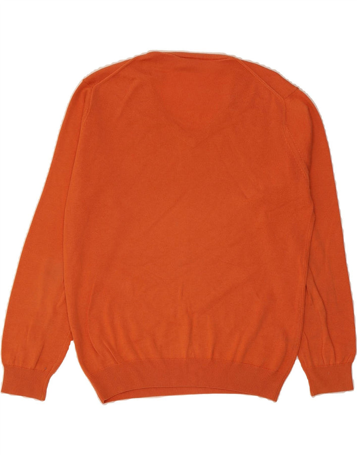 LACOSTE Mens V-Neck Jumper Sweater Size 3 Small Orange Cotton Vintage Lacoste and Second-Hand Lacoste from Messina Hembry 