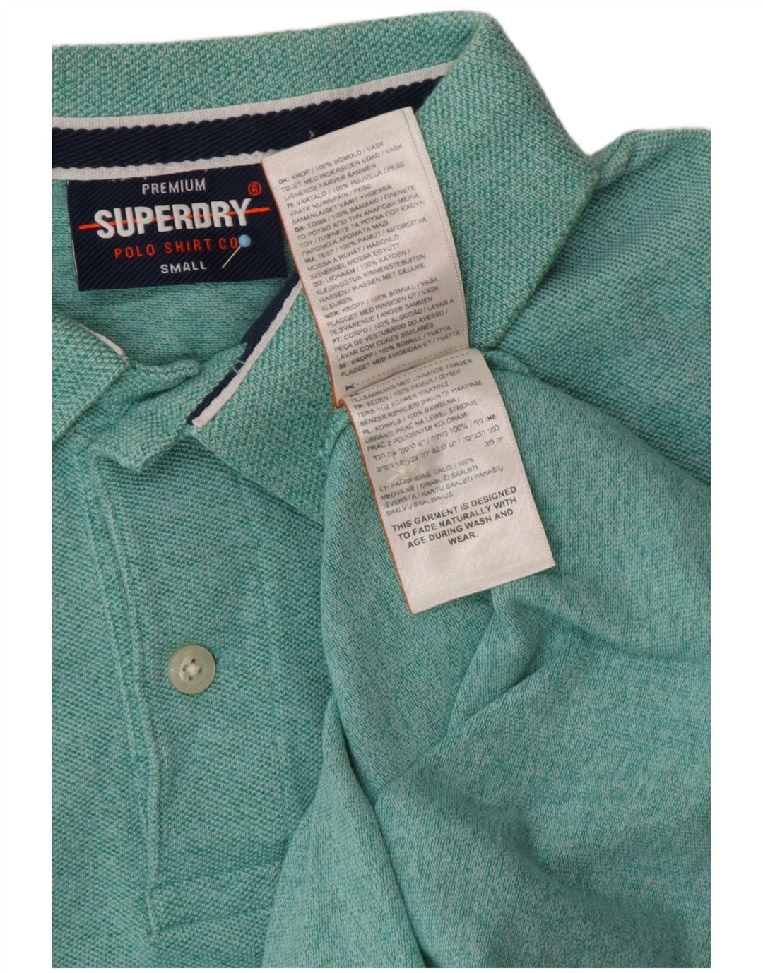 SUPERDRY tricou polo pentru bărbați din bumbac verde mic