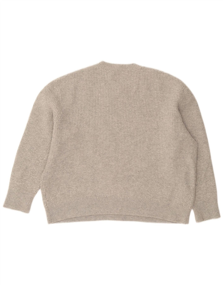 All Saints Pulover supradimensionat pentru femei cu decolteu triplu UK 16 Lână mare, gri