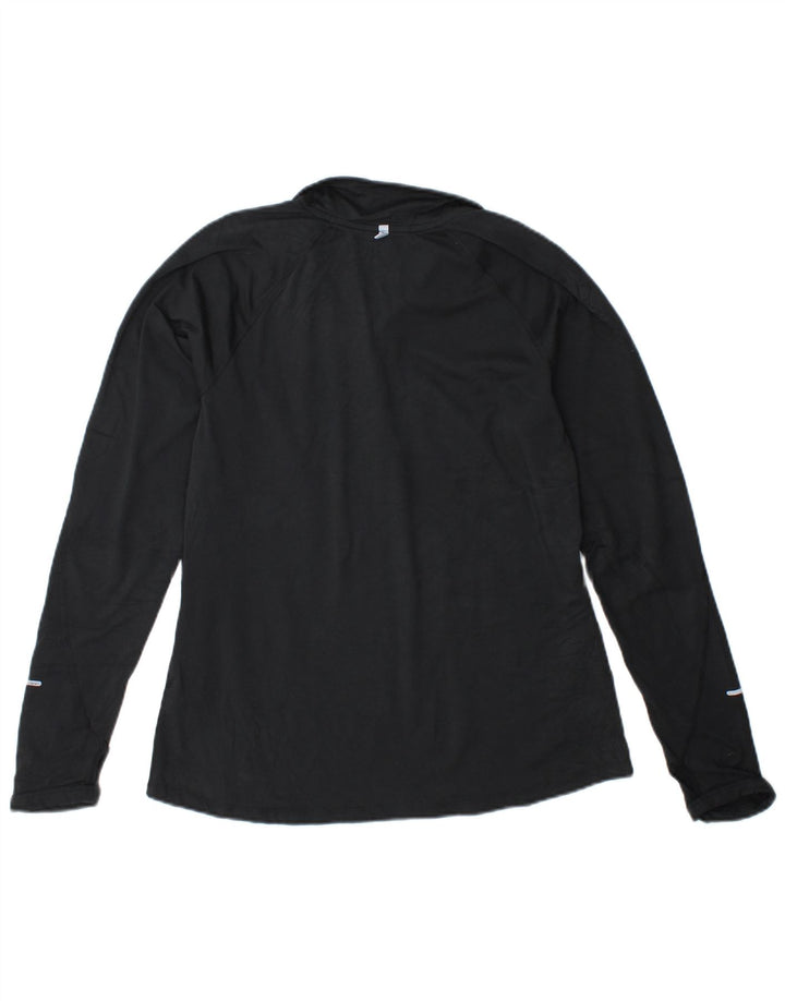 Top cu mânecă lungă pentru femei Dri Fit Dri Fit, cu fermoar, poliester negru UK 14