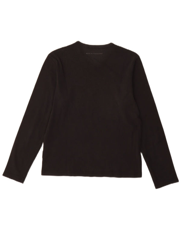 SERGIO TACCHINI Top pentru femei cu mânecă lungă UK 12 Bumbac mediu negru