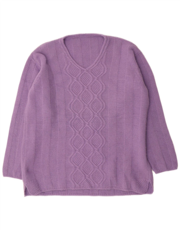 Pulover pentru femei Raffaello cu decolteu în V IT 48 XL Lână violet