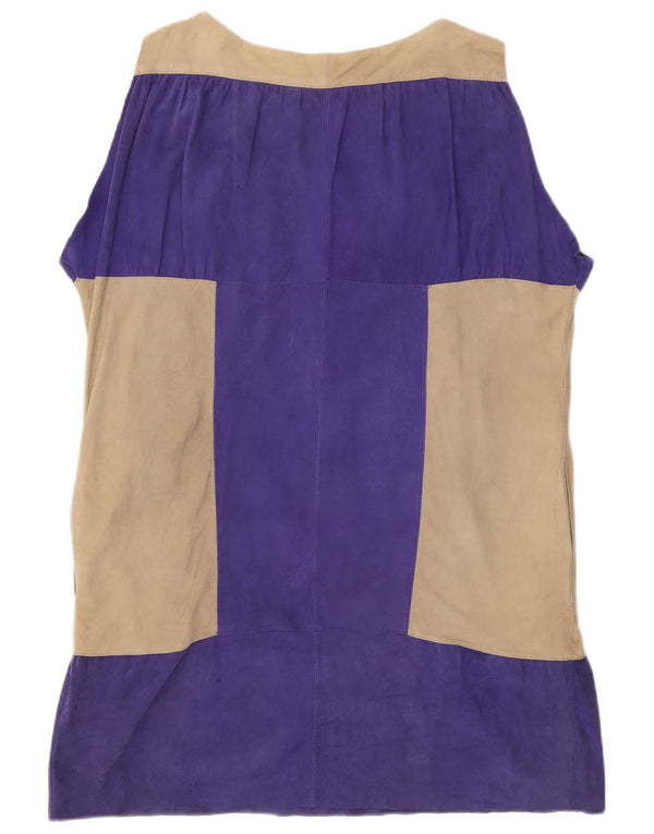 Top cu tunică fără mâneci Vintage pentru femei UK 18 XL Violet Colorblock