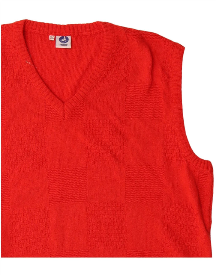 VINTAGE Mens Vest Tank Top IT 50 Bumbac Roșu Mediu