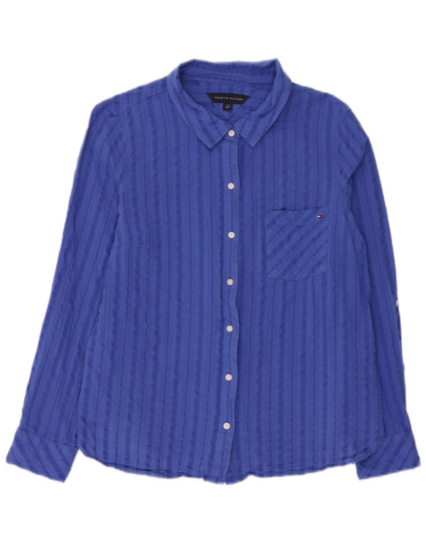 Cămașă Tommy Hilfiger pentru femei UK 16 mare, bumbac cu dungi albastre