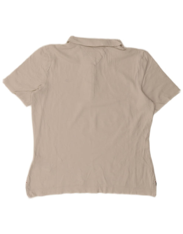 Tommy Hilfiger Womens Regular Fit Polo Shirt UK 14 Medium White Cotton