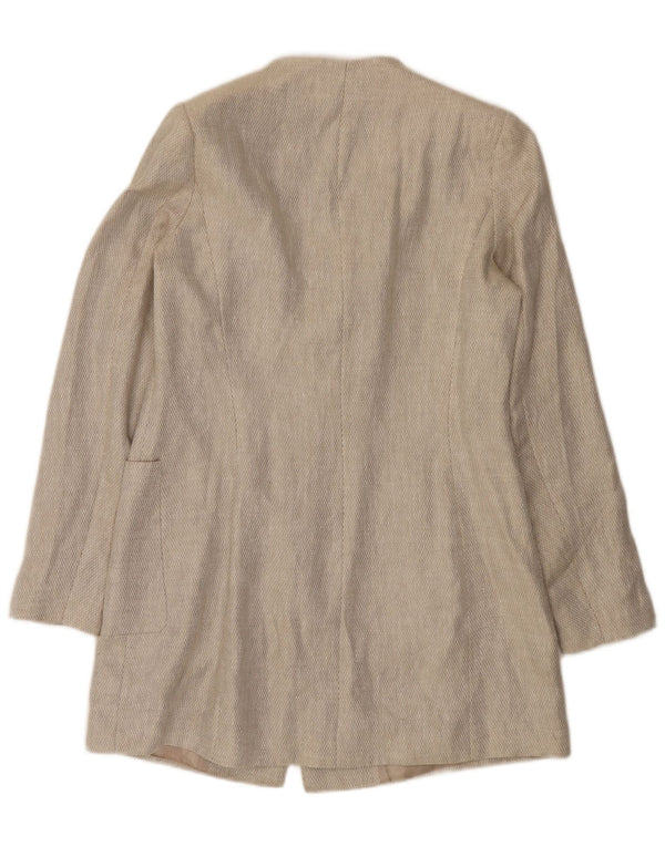 Zara Womens Open Overcoat UK 12 Medium Beige Linen