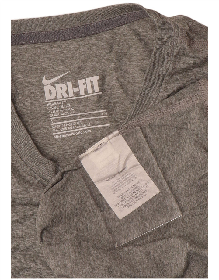 Nike Dri Fit Regular Fit Top cu mânecă lungă UK 10 Small Gri Poliester