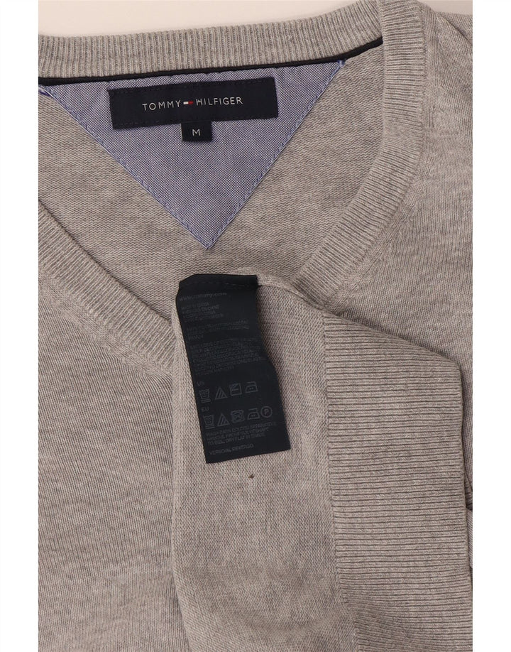 Pulover Tommy Hilfiger pentru bărbați, cu decolteu în V, bumbac, gri mediu