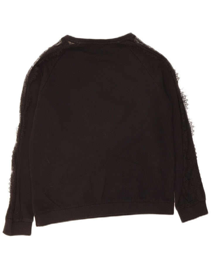 GUESS Womens Graphic Sweatshirt Jumper UK 8 Small Black Cotton