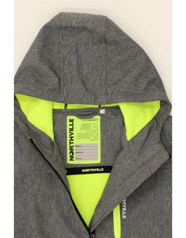 NORTHVILLE Boys Zip Hoodie Sweater 13-14 Years Grey Polyester Vintage Northville and Second-Hand Northville from Messina Hembry 