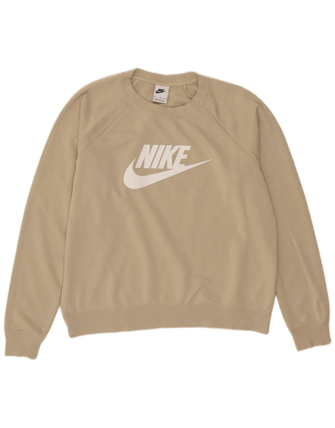 Pulover supradimensionat cu grafic Nike pentru femei UK 14 Bumbac mediu bej