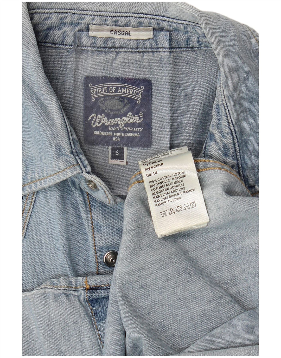 WRANGLER Cămașă casual din denim pentru bărbați, bumbac albastru mic