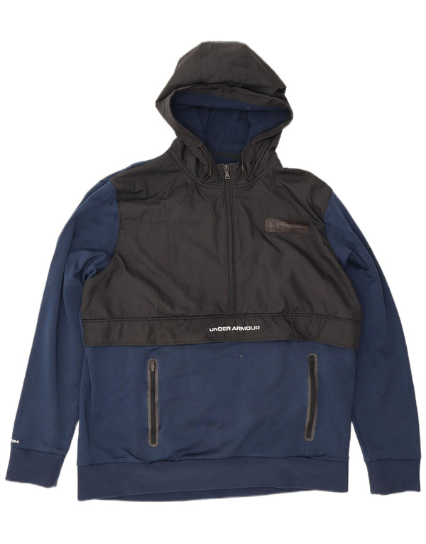 Pulover cu glugă Under Armour pentru bărbați, cu fermoar și gât, XL bleumarin, poliester color bloc