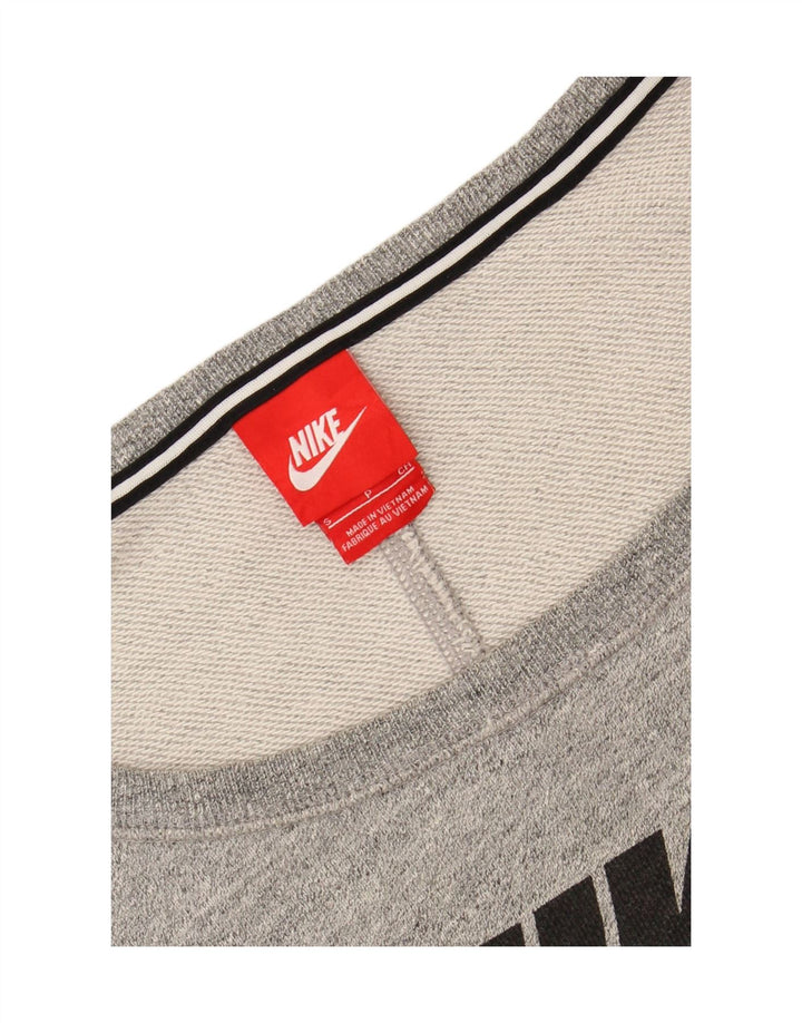 NIKE Womens Oversized Graphic Sweatshirt Jumper UK 10 Small Grey Cotton Vintage Nike and Second-Hand Nike from Messina Hembry 