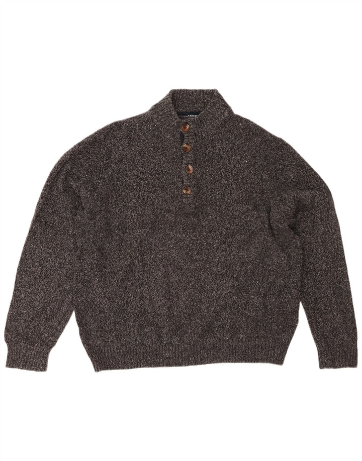 Pulover Izod pentru femei cu gât cu nasturi, UK 20 2XL, gri acrilic pătat