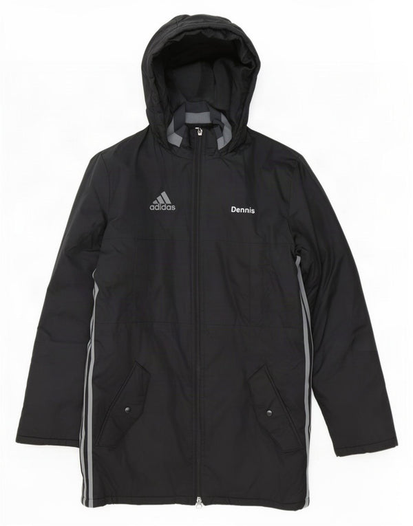 Adidas Mens Loose Fit Graphic Hooded Padded Coat UK 34 XS Black Polyester