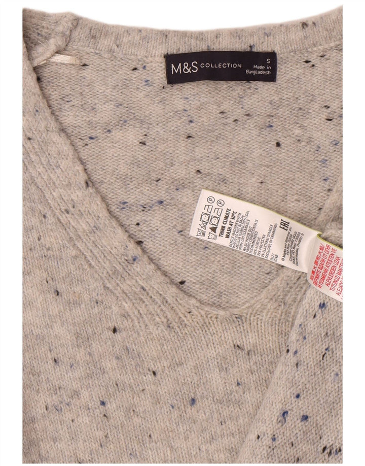 Pulover pentru femei Marks & Spencer cu decolteu în V UK 10 mic, gri, pete