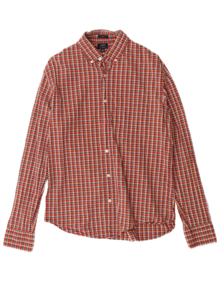 Cămașă pentru bărbați J. CREW, slim fit, din bumbac roșu mediu cu carouri