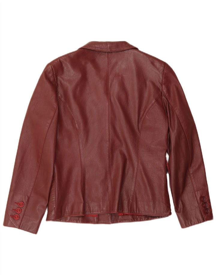APART Jachetă din piele cu 4 nasturi pentru femei UK 12 Medium Burgundy