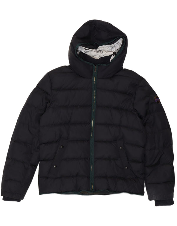 Scotch & Soda Mens Hooded Padded Jacket UK 42 XL Navy Blue Polyester