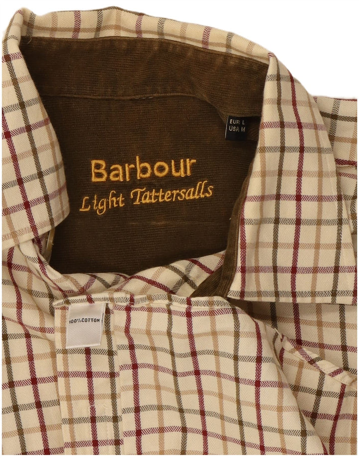 Cămașă de flanel pentru bărbați Barbour, bumbac cu carouri, bej mediu