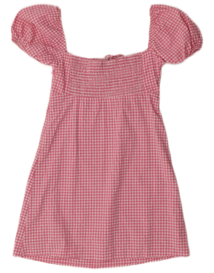 Rochie de soare cu mâneci scurte pentru femei Zara UK 12 Roz mediu Gingham Boemă