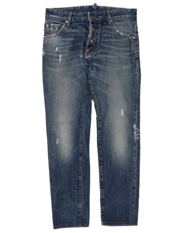 Dsquared blugi slim învechiți pentru bărbați IT 46 mici L32 L30 bumbac albastru