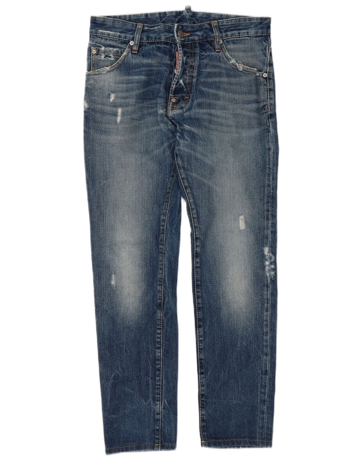 Dsquared blugi slim învechiți pentru bărbați IT 46 mici L32 L30 bumbac albastru