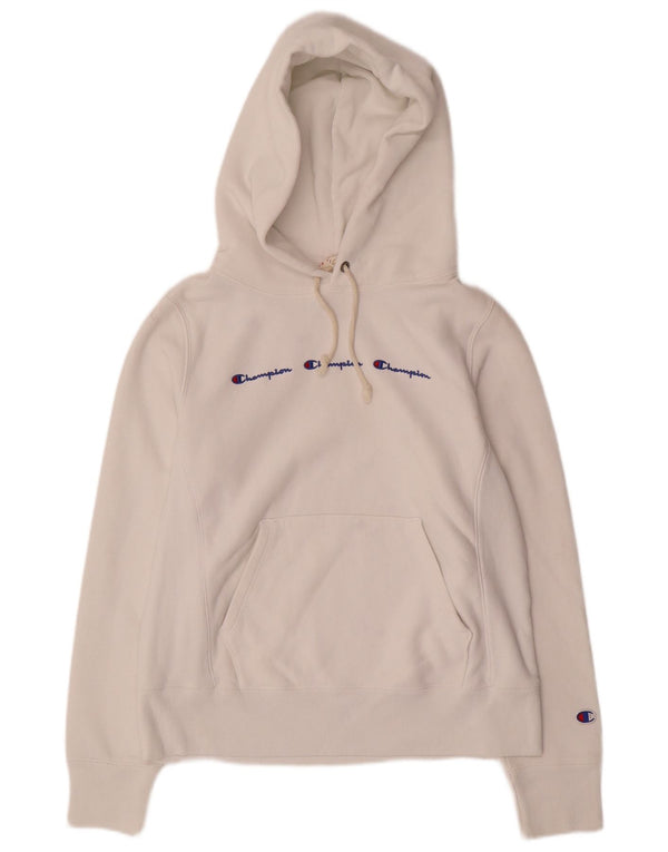 Pulover cu glugă cu țesătură inversă pentru femei Champion UK 10 Small White