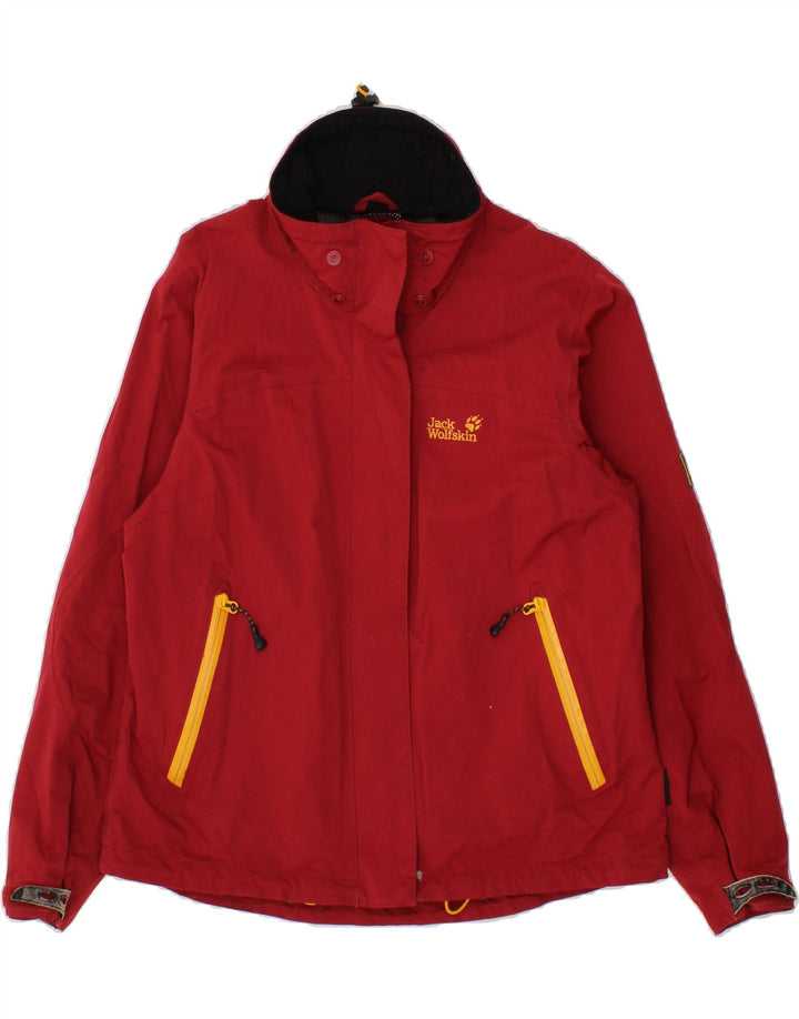 JACK WOLFSKIN Womens Rain Jacket UK 14/16 Large Red Polyamide Vintage Jack Wolfskin and Second-Hand Jack Wolfskin from Messina Hembry 