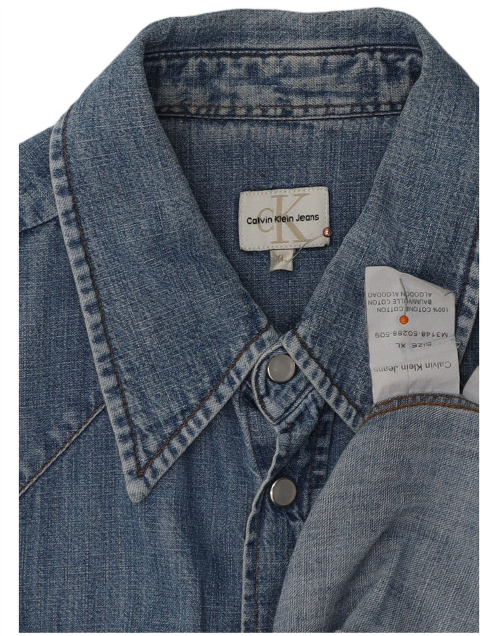 Cămașă de denim cu mânecă scurtă pentru femei Calvin Klein Jeans UK 18 XL Bumbac albastru