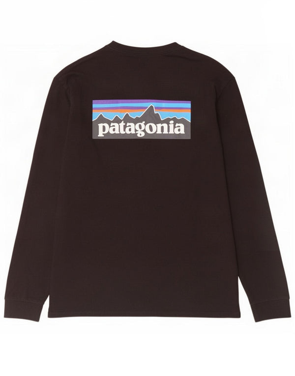 Patagonia Mens Regular Fit Graphic Top cu mânecă lungă, mare, negru, bumbac