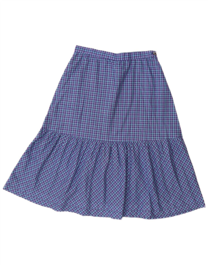 Fustă A-Line pentru femei VINTAGE cu talie înaltă W26 Small Blue Check
